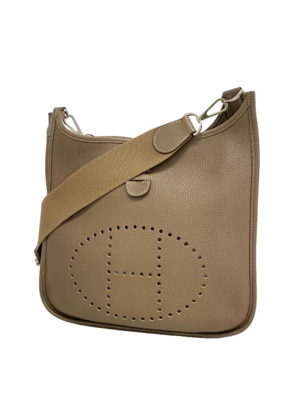 Hermes Shoulder Bag Evelyne Taurillon Clemence Etoupe Silver